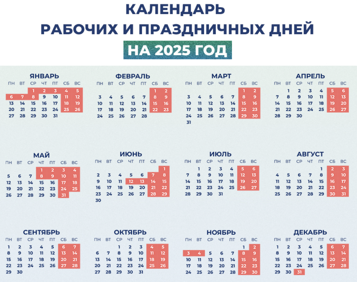 календарь 2025 от минтруда